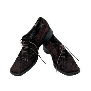 Bruno Magli Womens Size 8 Brown Suede Slip On Lace Up Casual Oxford Loafers